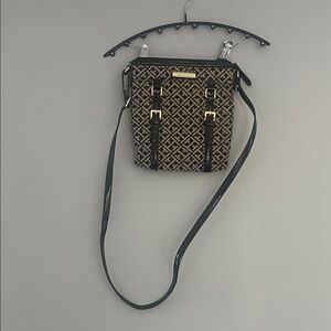 Tommy Hilfiger Black and Brown Patterned Crossbody Bag